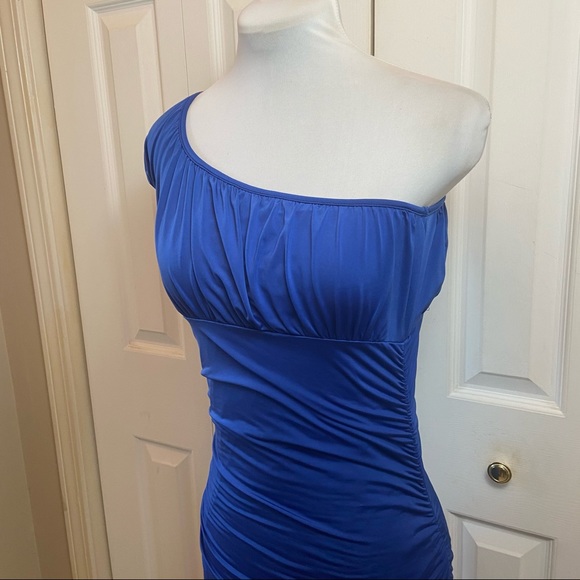 Arden B. Blue Ruched Bodycon One Shoulder Dress M - Picture 6 of 9